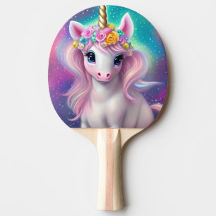 Colourful Fantasy Kawaii Unicorn Ping Pong Paddle