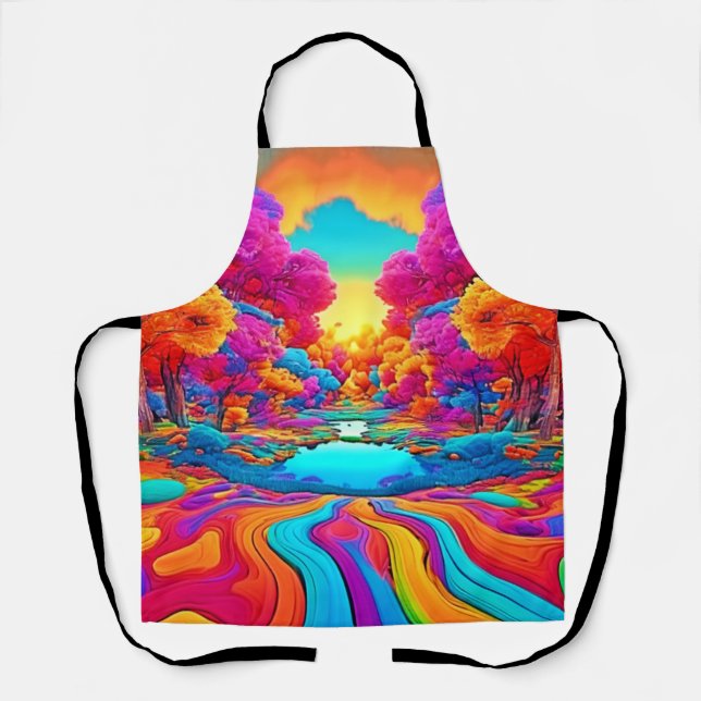 Colourful Fantasy Landscape Apron (Front)