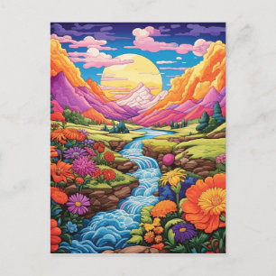 Colourful Fantasy Landscape Background Postcard