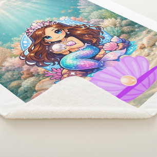 Colourful Fantasy Mermaid Sherpa Blanket