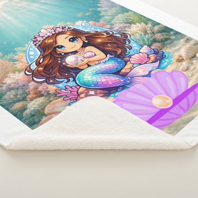Colourful Fantasy Mermaid Sherpa Blanket (3/4)