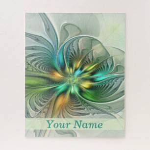 Colourful Fantasy Modern Abstract Art Flower Name Jigsaw Puzzle