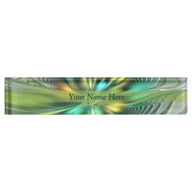 Colourful Fantasy Modern Abstract Art Flower Title Nameplate (Front)