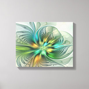 Colourful Fantasy Modern Abstract Flower Fractal Canvas Print
