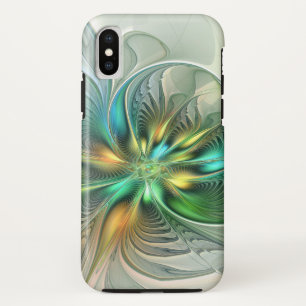 Colourful Fantasy Modern Abstract Flower Fractal iPhone XS Case