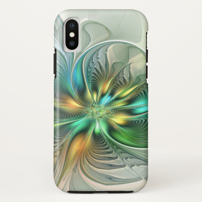 Colourful Fantasy Modern Abstract Flower Fractal Case-Mate iPhone Case (Back)
