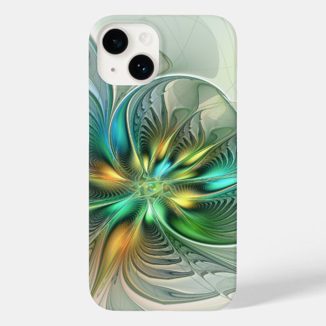 Colourful Fantasy Modern Abstract Flower Fractal Case-Mate iPhone Case (Back)