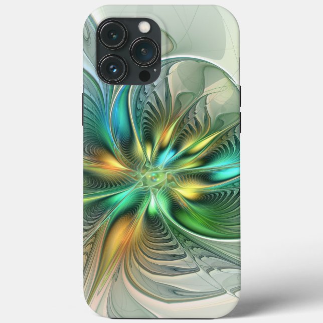 Colourful Fantasy Modern Abstract Flower Fractal Case-Mate iPhone Case (Back)