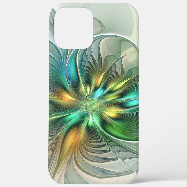 Colourful Fantasy Modern Abstract Flower Fractal Case-Mate iPhone Case (Back)