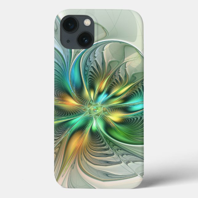 Colourful Fantasy Modern Abstract Flower Fractal Case-Mate iPhone Case (Back)
