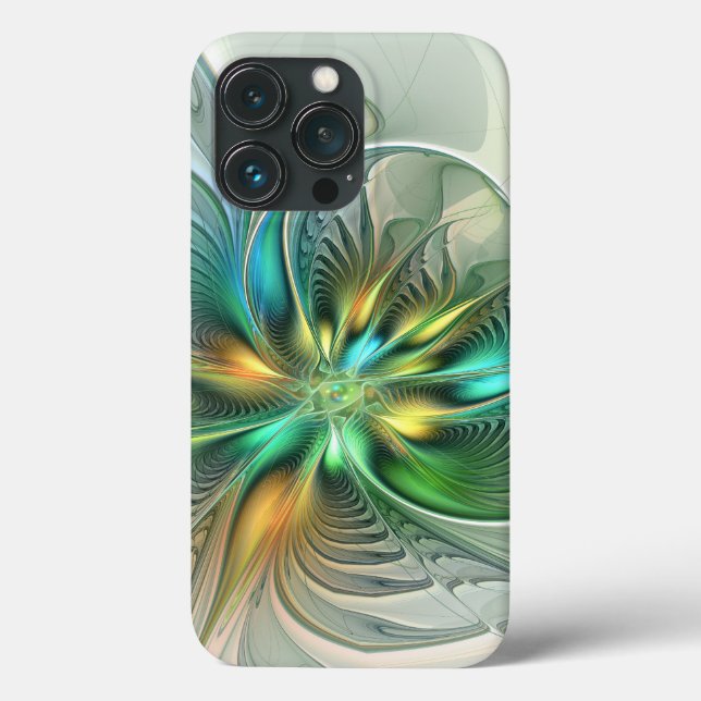 Colourful Fantasy Modern Abstract Flower Fractal Case-Mate iPhone Case (Back)