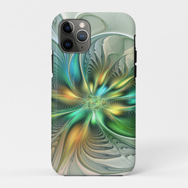 Colourful Fantasy Modern Abstract Flower Fractal Case-Mate iPhone Case (Back)