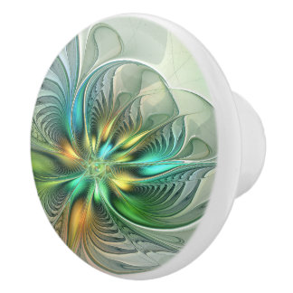Colourful Fantasy Modern Abstract Flower Fractal Ceramic Knob