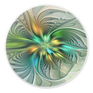 Colourful Fantasy Modern Abstract Flower Fractal Ceramic Knob