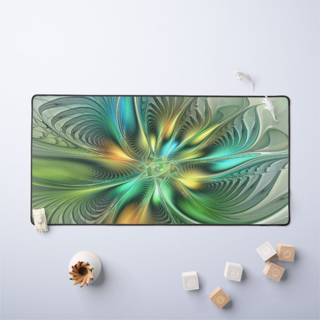 Colourful Fantasy Modern Abstract Flower Fractal Desk Mat (Kids Table)
