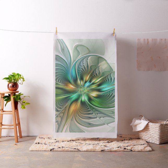 Colourful Fantasy Modern Abstract Flower Fractal Fabric (In Situ)