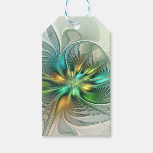 Colourful Fantasy Modern Abstract Flower Fractal Gift Tags