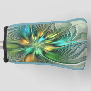 Colourful Fantasy Modern Abstract Flower Fractal Golf Head Cover