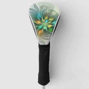 Colourful Fantasy Modern Abstract Flower Fractal Golf Head Cover