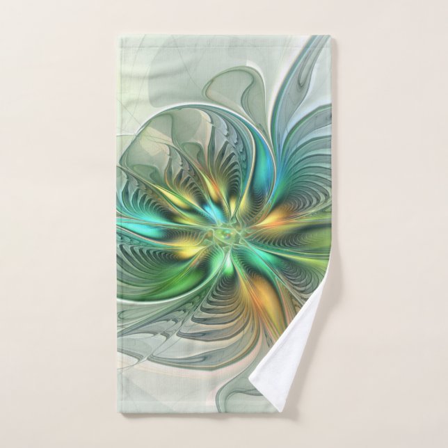 Colourful Fantasy Modern Abstract Flower Fractal Hand Towel (Hand Towel)