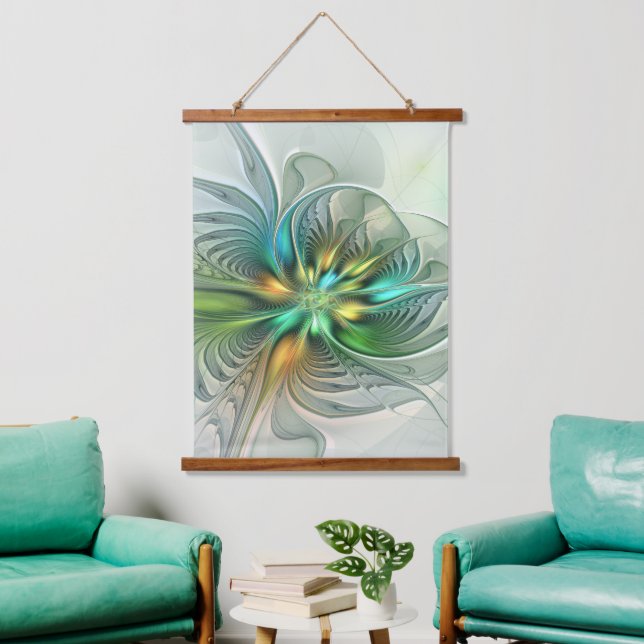 Colourful Fantasy Modern Abstract Flower Fractal Hanging Tapestry (Living Room)