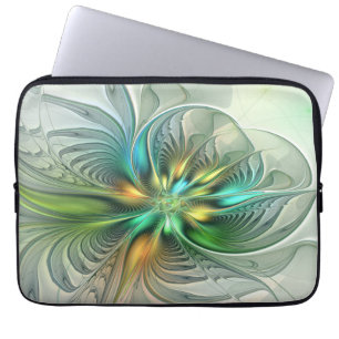 Colourful Fantasy Modern Abstract Flower Fractal Laptop Sleeve