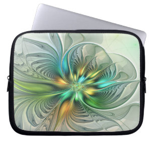 Colourful Fantasy Modern Abstract Flower Fractal Laptop Sleeve