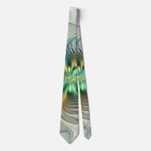 Colourful Fantasy Modern Abstract Flower Fractal Tie