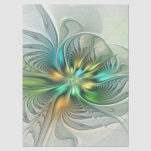 Colourful Fantasy Modern Abstract Flower Fractal Tissue Paper