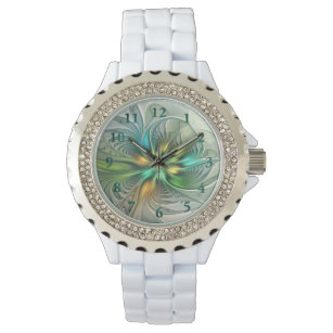 Colourful Fantasy Modern Abstract Flower Fractal Watch