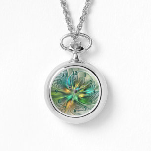 Colourful Fantasy Modern Abstract Flower Fractal Watch