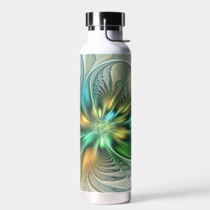 Colourful Fantasy Modern Abstract Flower Fractal Water Bottle