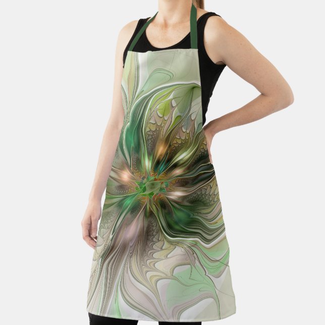 Colourful Fantasy Modern Abstract Fractal Flower Apron (Insitu)