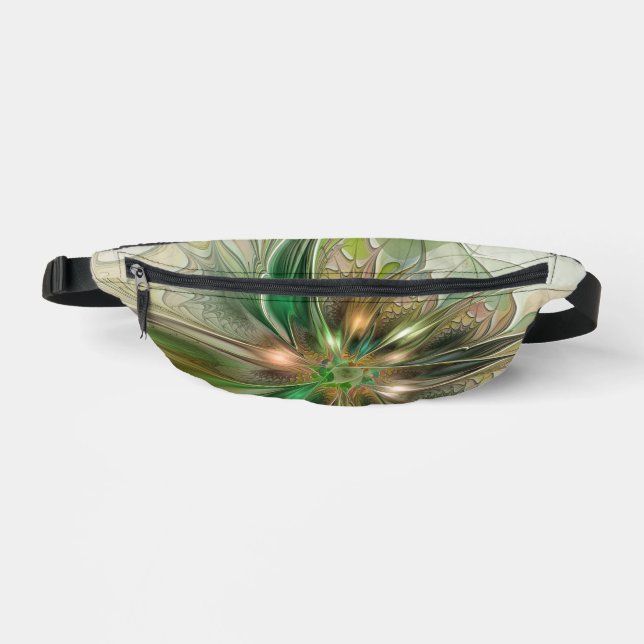 Colourful Fantasy Modern Abstract Fractal Flower Bum Bags (Front)