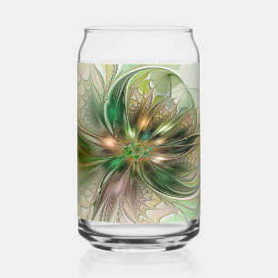Colourful Fantasy Modern Abstract Fractal Flower Can Glass