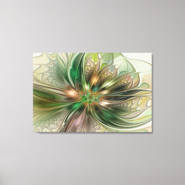 Colourful Fantasy Modern Abstract Fractal Flower Canvas Print (Front)