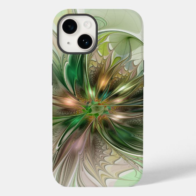 Colourful Fantasy Modern Abstract Fractal Flower Case-Mate iPhone Case (Back)