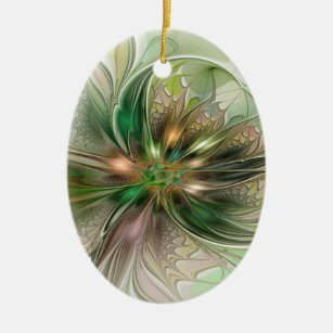 Colourful Fantasy Modern Abstract Fractal Flower Ceramic Tree Decoration