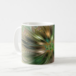 Colourful Fantasy Modern Abstract Fractal Flower Coffee Mug