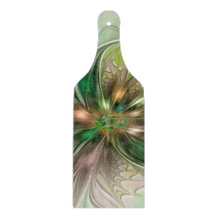Colourful Fantasy Modern Abstract Fractal Flower Cutting Board