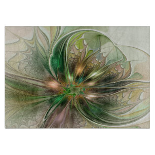 Colourful Fantasy Modern Abstract Fractal Flower Cutting Board