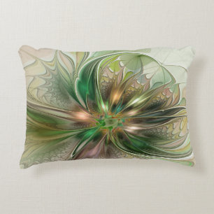 Colourful Fantasy Modern Abstract Fractal Flower Decorative Cushion