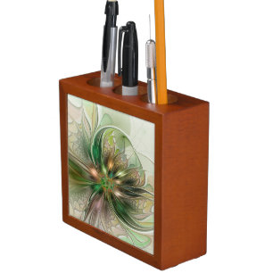 Colourful Fantasy Modern Abstract Fractal Flower Desk Organiser
