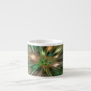 Colourful Fantasy Modern Abstract Fractal Flower Espresso Cup