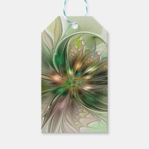 Colourful Fantasy Modern Abstract Fractal Flower Gift Tags
