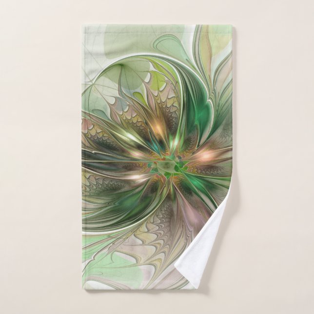 Colourful Fantasy Modern Abstract Fractal Flower Hand Towel (Hand Towel)