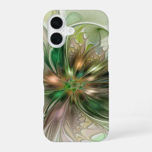 Colourful Fantasy Modern Abstract Fractal Flower iPhone 16 Case