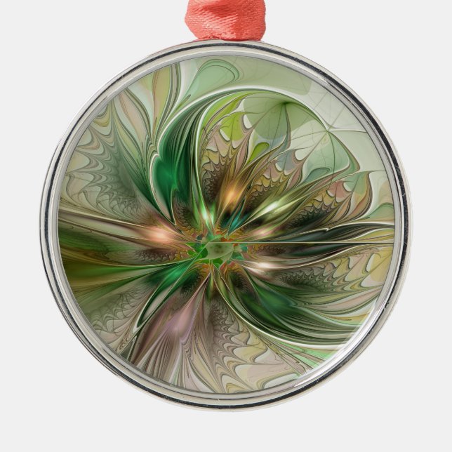 Colourful Fantasy Modern Abstract Fractal Flower Metal Tree Decoration (Front)