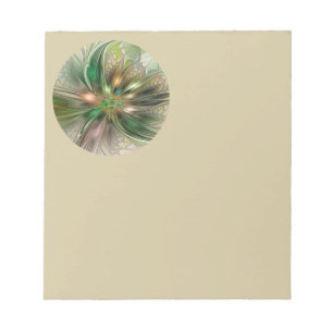 Colourful Fantasy Modern Abstract Fractal Flower Notepad