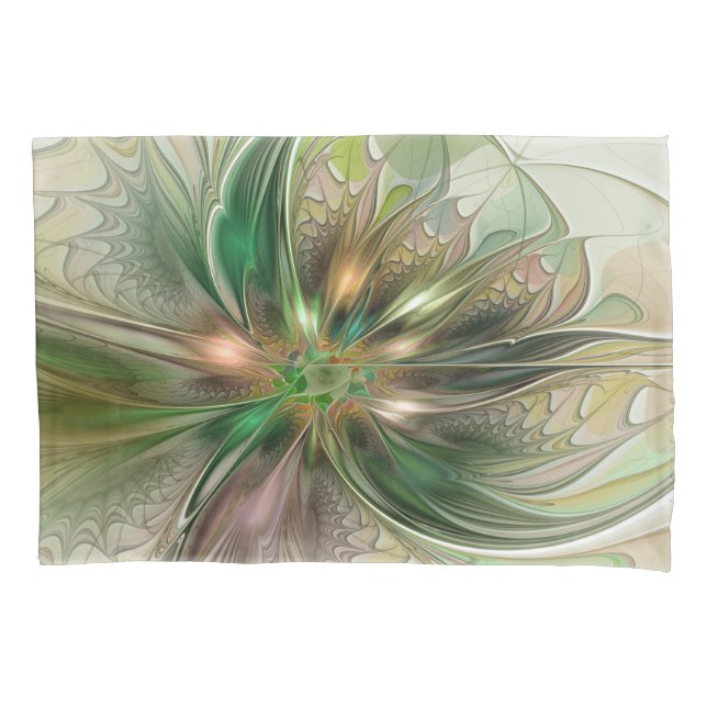 Colourful Fantasy Modern Abstract Fractal Flower Pillowcase (Front)